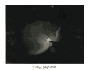 Vintage astronomical drawing of the Great Nebula in Orion by Trouvelot