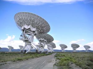 The giant radio telescope dishes of the Very Large Array in New Mexico